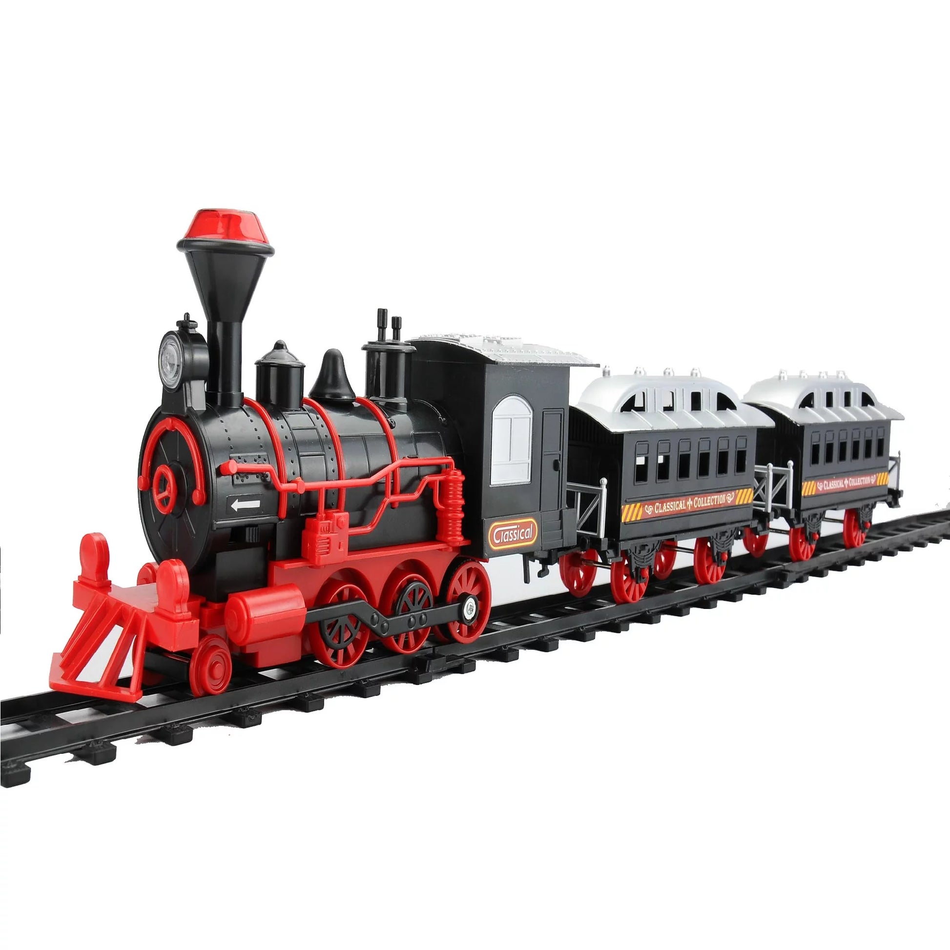 13-Piece Red and Black Battery Operated Lighted and Animated Train Set with Sound