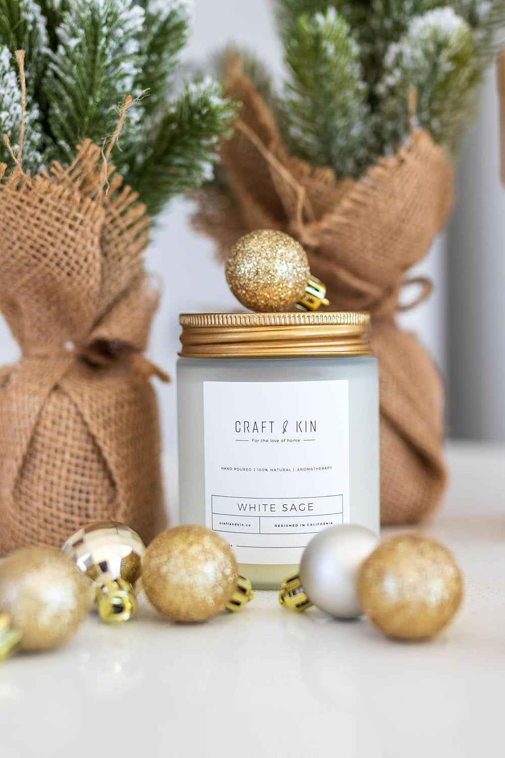 Premium White Sage Candles | Sage Candles for Cleansing House | Holiday Candles | 8 Oz 45 Hour Burn, Scented Candles for Home Scented, Soy Candles, Christmas Candles | Christmas Gift Ideas for Men