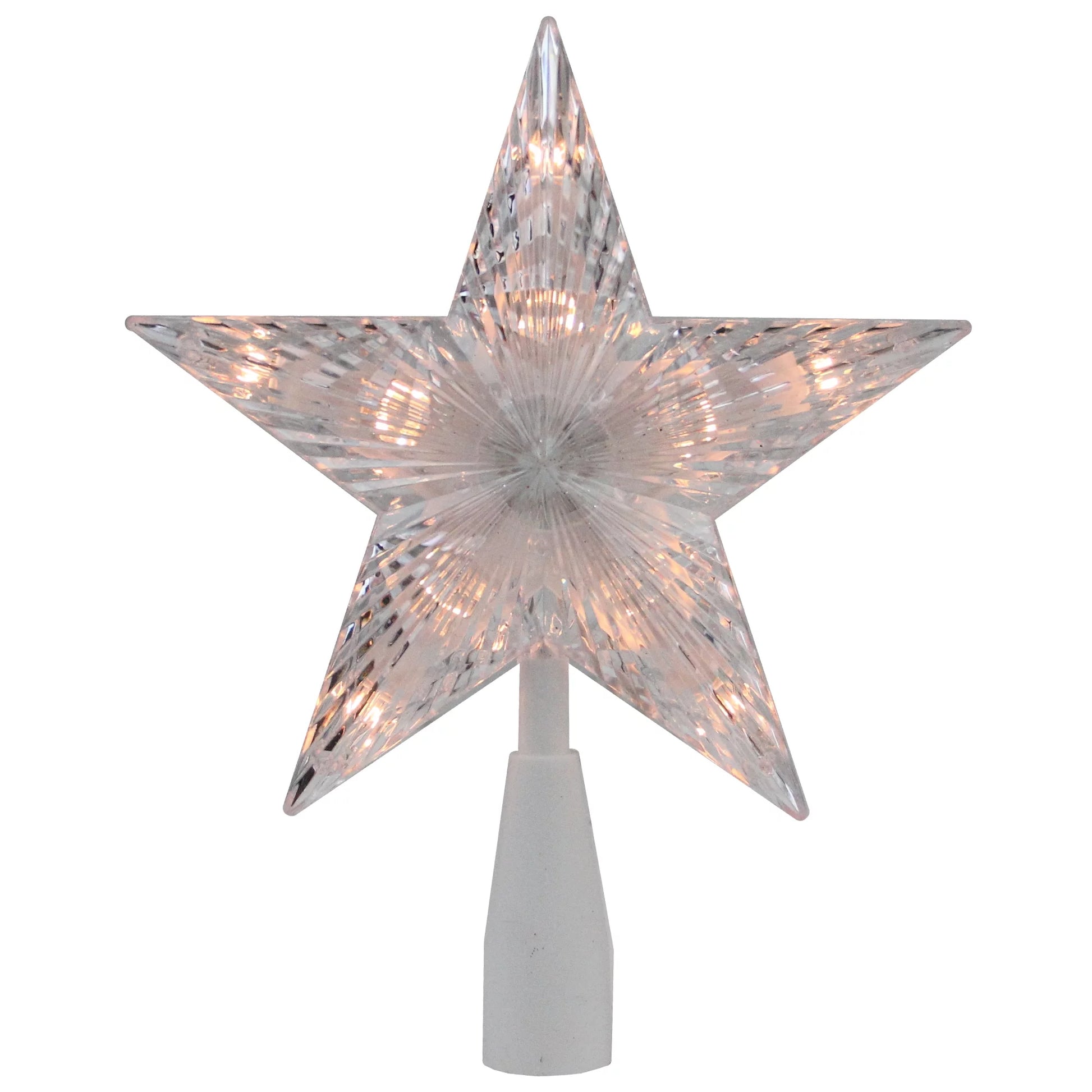 7.25" Clear 5-Point Star Traditional Christmas Tree Topper- Clear Lights